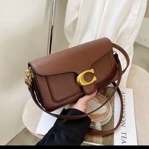 Classic Brown Crossbody Bag with Gold 'C' Accent